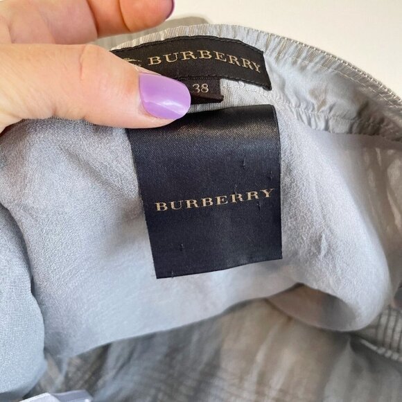 Burberry Womens Silk Blend Pleated Straight & Pencil Skirt Gray 38 Stretch Zip - Picture 6 of 10